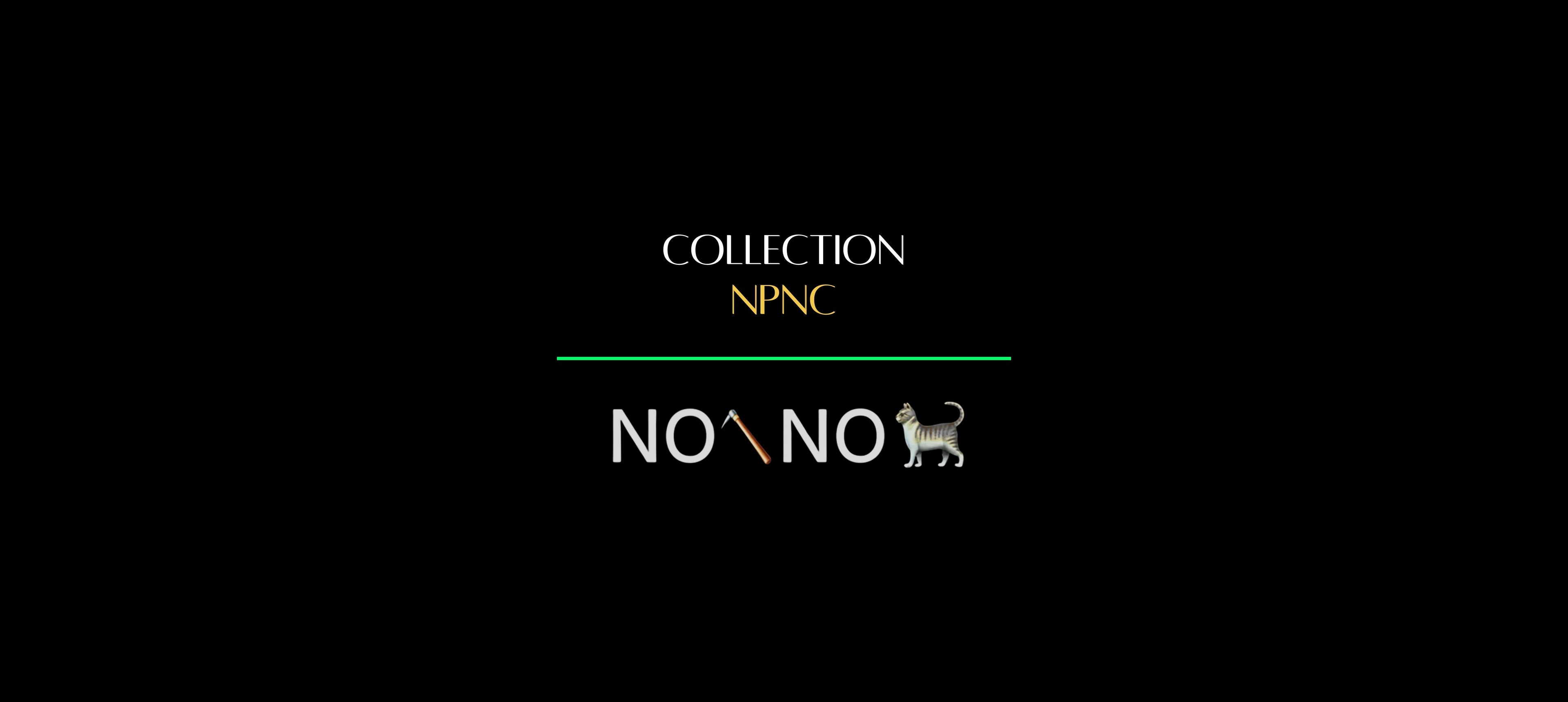 Bannière de collection NPNC « No pic No Chat(te) » avec fond noir minimaliste, ligne verte et typographie blanche contemporaine.