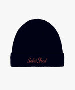 Bonnet 100 % coton bio bleu marine Oxford avec logo Salut Fred brodé en rouge