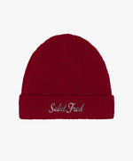Bonnet 100 % coton bio bordeaux avec logo Salut Fred brodé en blanc