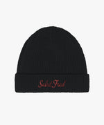 Bonnet 100 % coton bio noir avec logo Salut Fred brodé en rouge