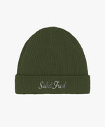 Bonnet 100 % coton bio vert olive avec logo Salut Fred brodé en blanc