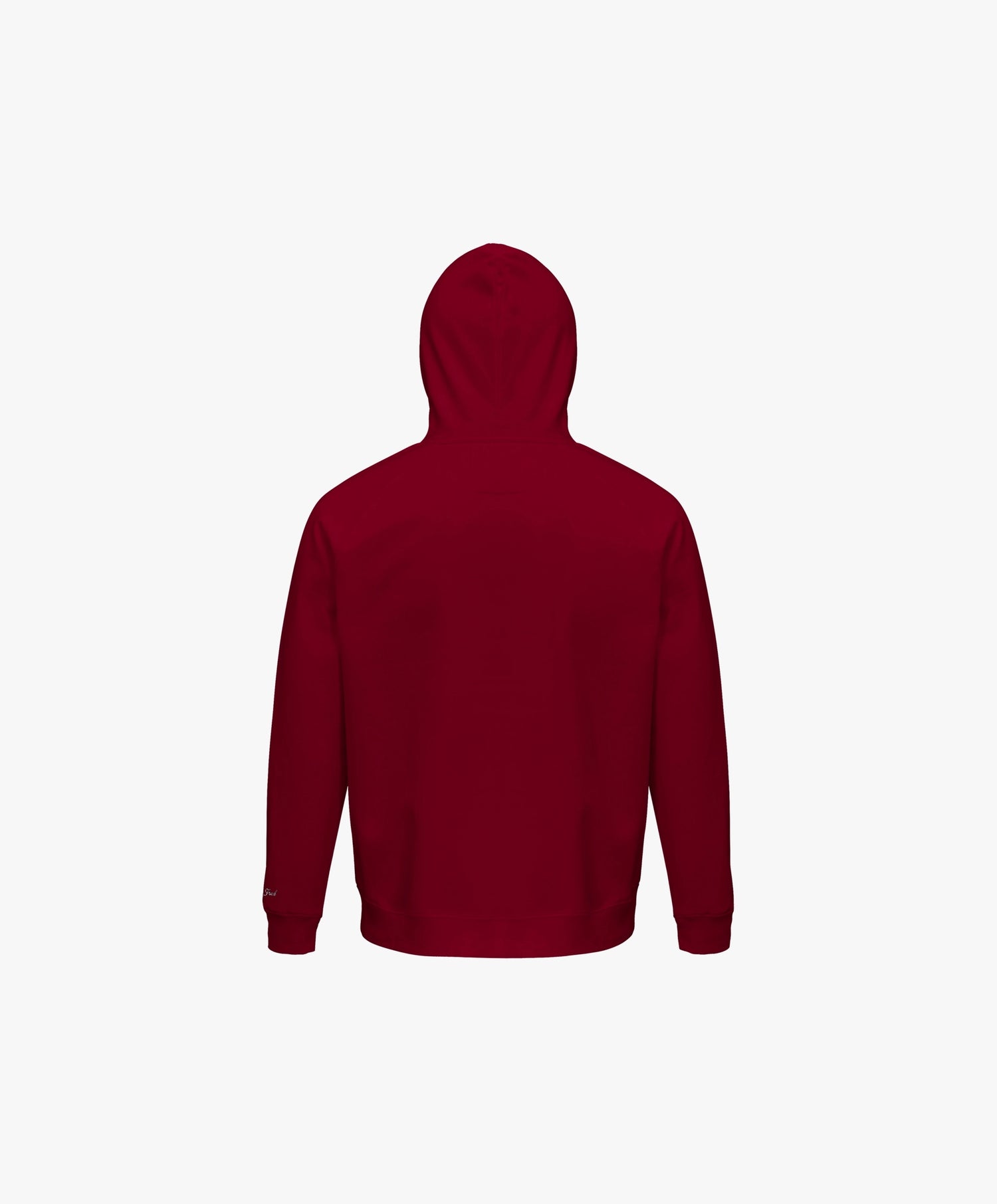 Vue de dos du hoodie bordeaux Salut Fred