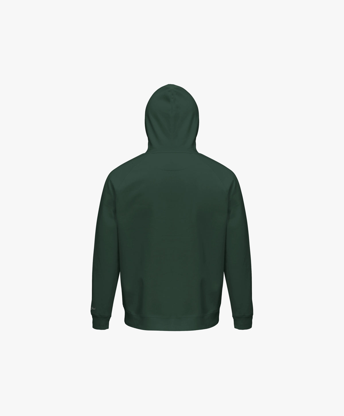 Vue de dos du hoodie vert profond Salut Fred