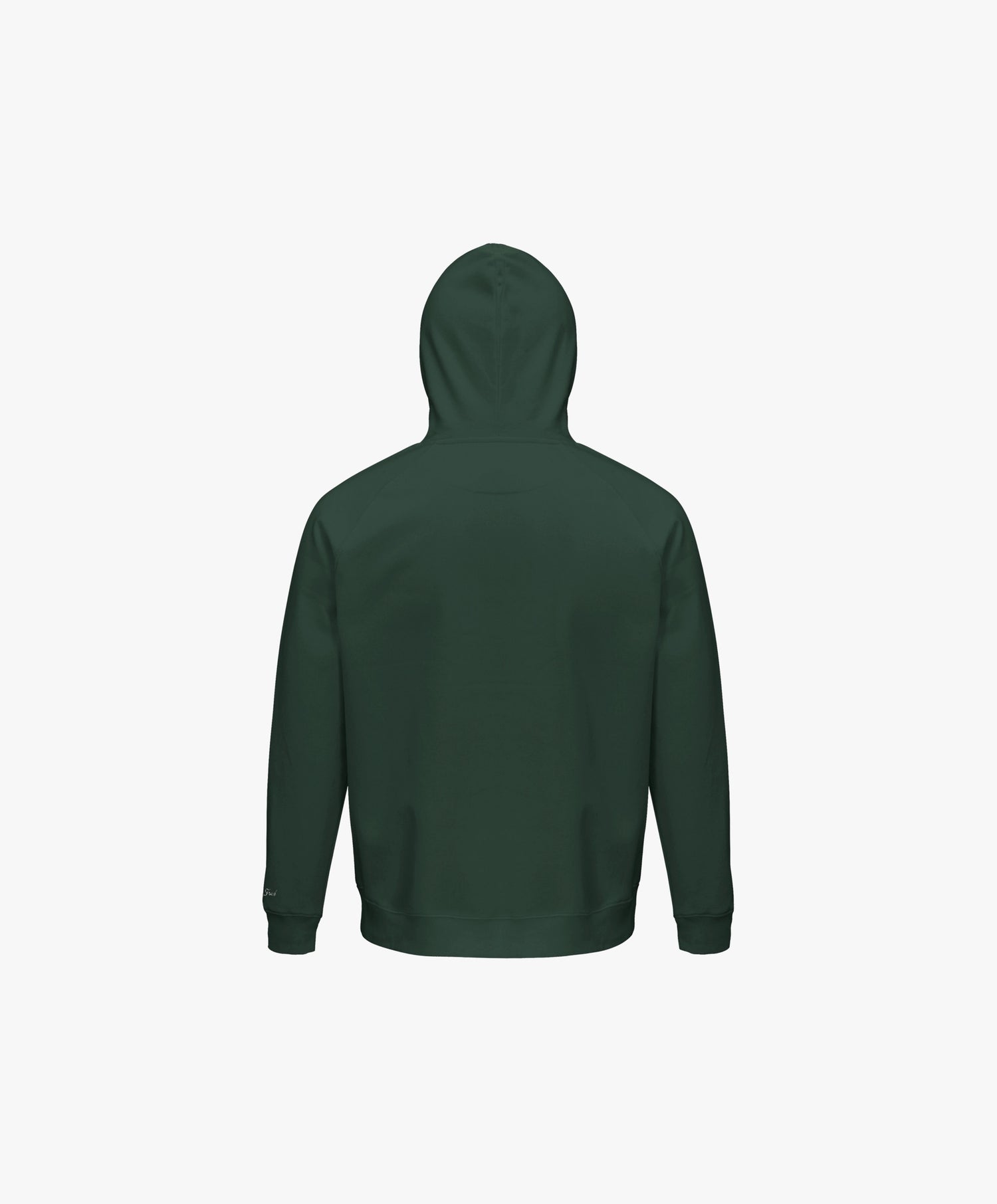 Vue de dos du hoodie vert profond Salut Fred