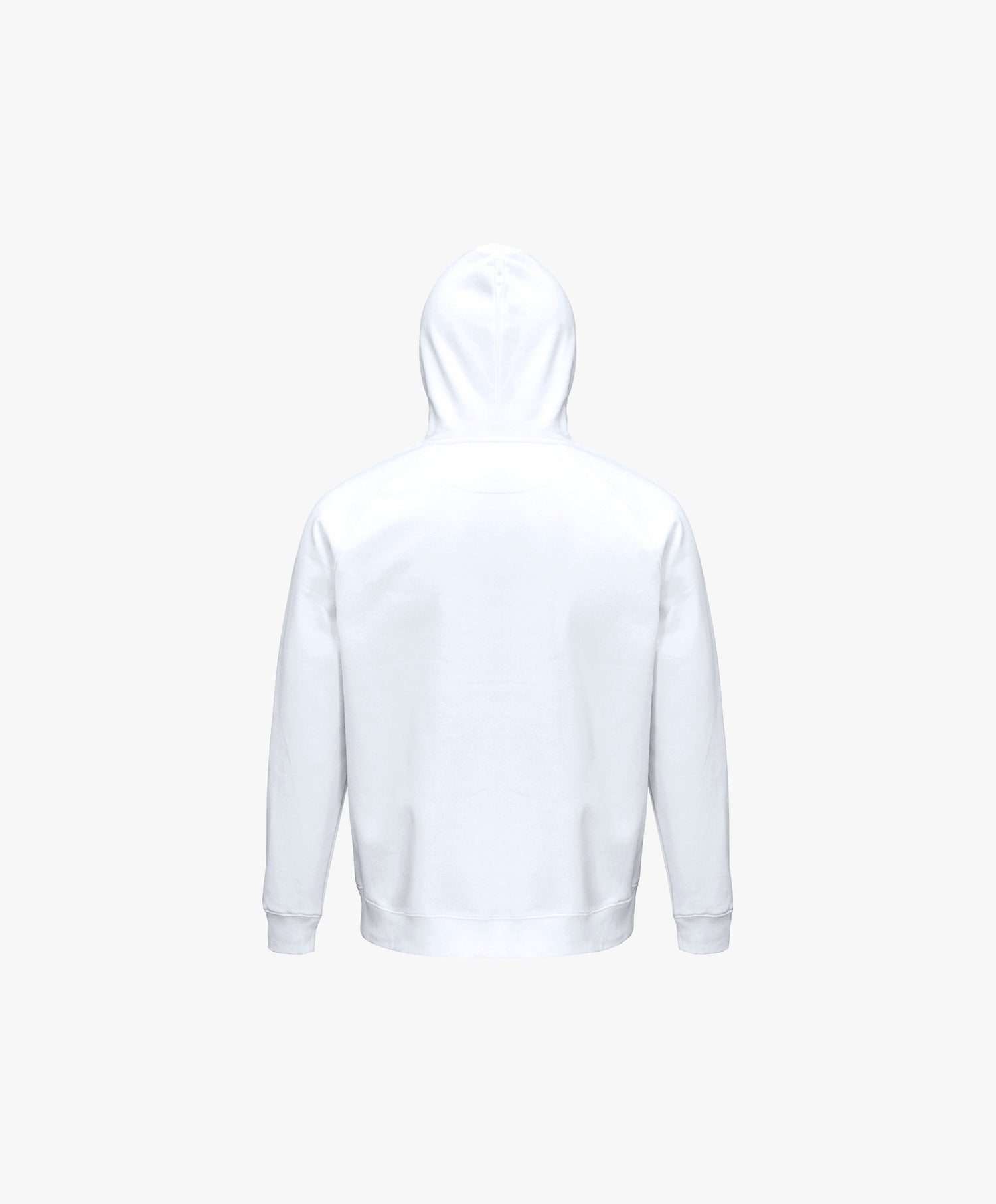Vue de dos du hoodie blanc Salut Fred avec motif Quai Branly de la collection Rues de France