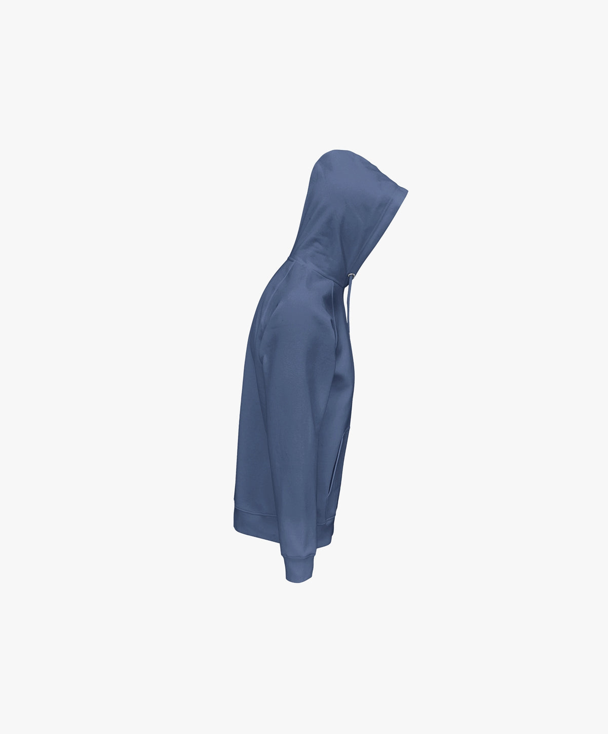 Vue côté droit du hoodie bleu ardoise Salut Fred avec motif Quai Branly de la collection Rues de France