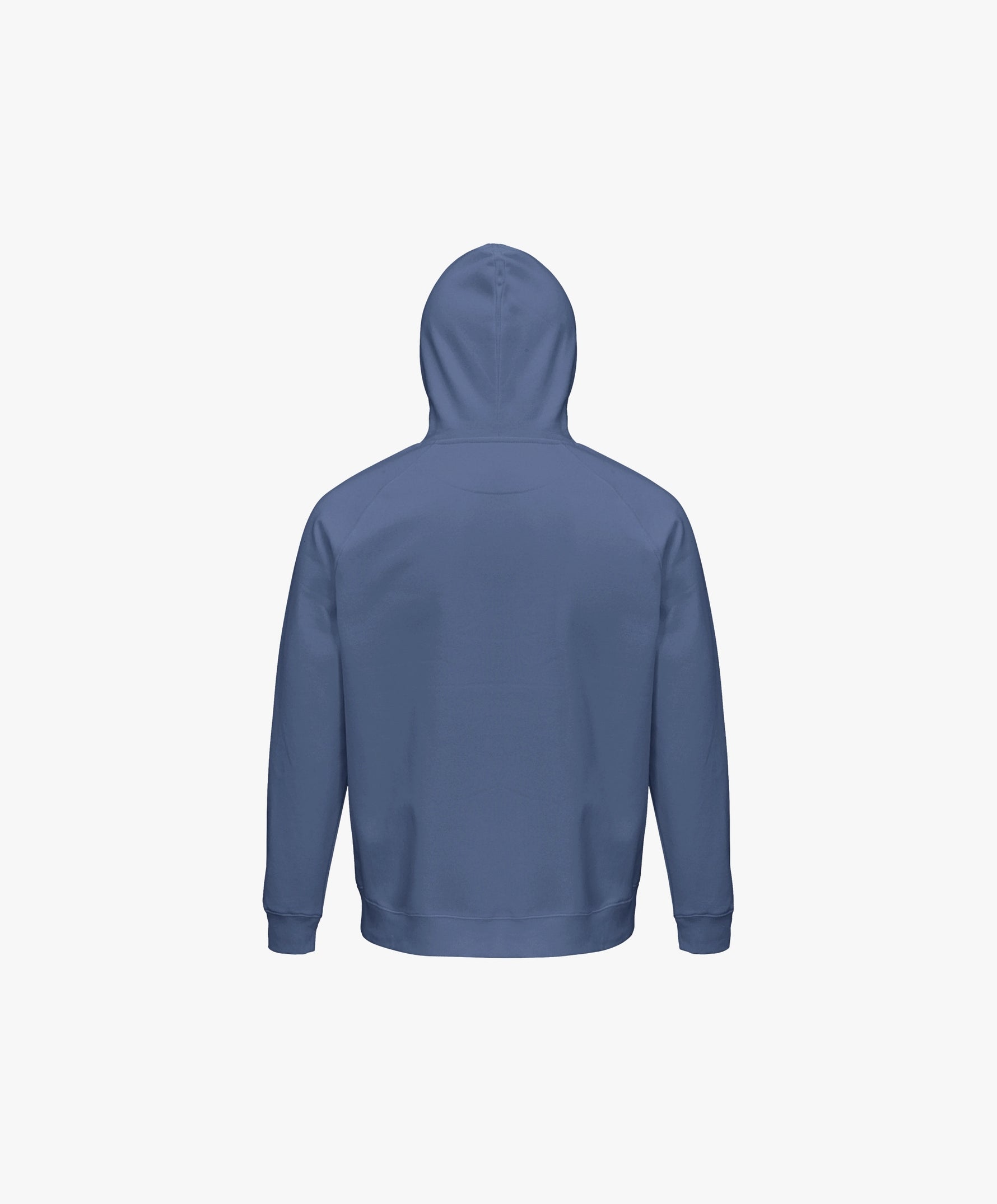 Vue de dos du hoodie bleu ardoise Salut Fred avec motif Quai Branly de la collection Rues de France