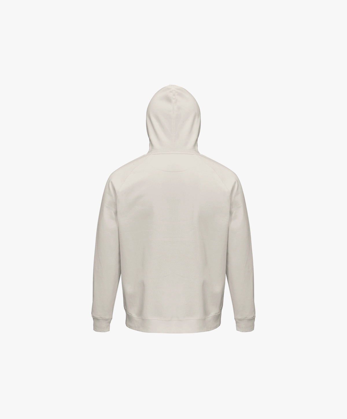 Vue de dos du hoodie écru Salut Fred avec motif Quai Branly de la collection Rues de France