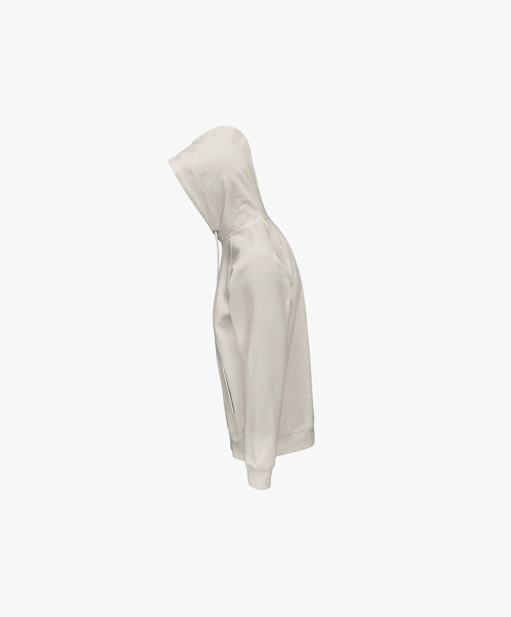 Vue côté gauche du hoodie écru Salut Fred avec motif Rue de la Paix de la collection Rues de France