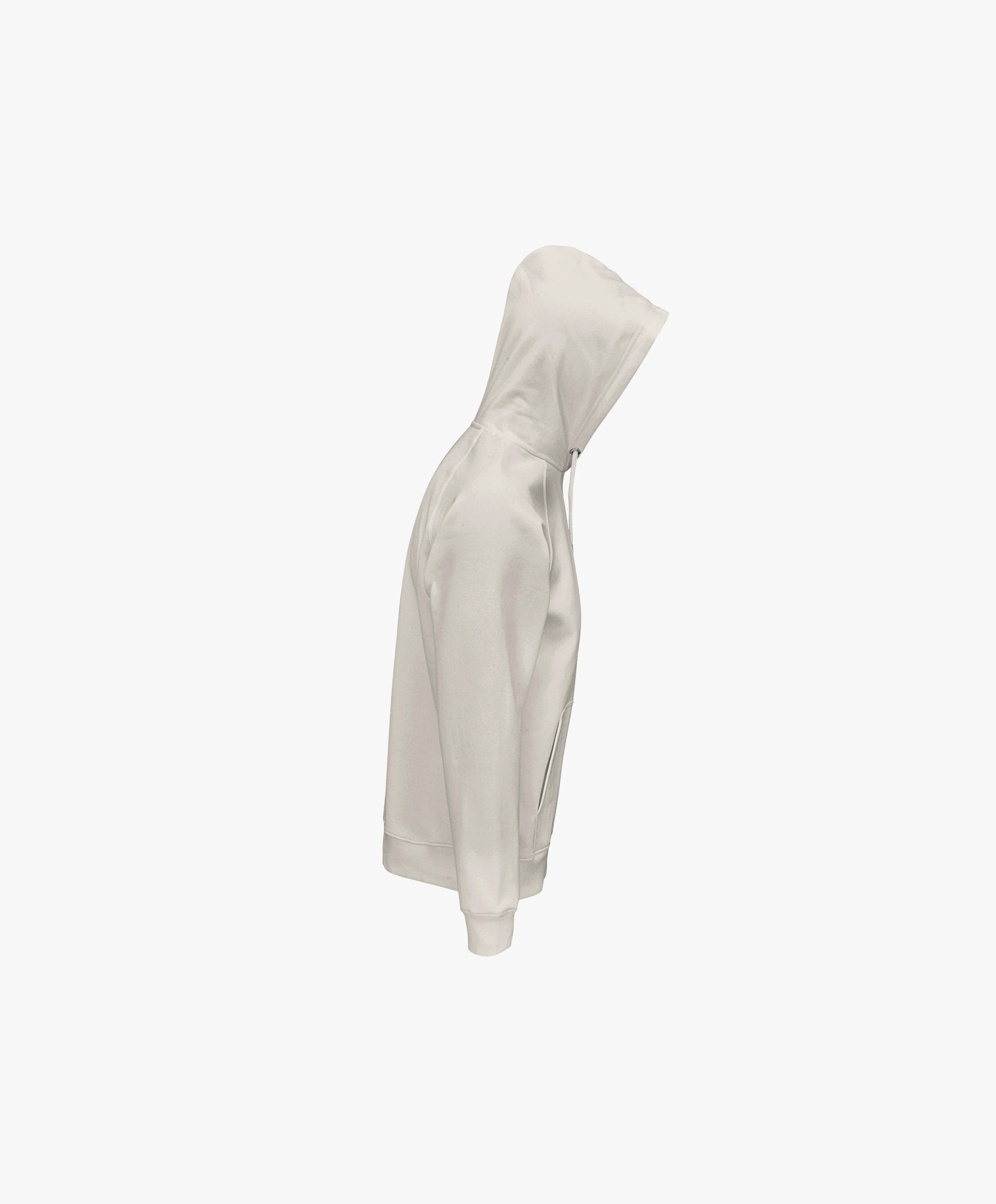 Vue côté droit du hoodie écru Rue Duquesne Salut Fred de la collection Rues de France