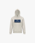 Vue de face du hoodie écru Salut Fred avec motif Rue Duquesne de la collection Rues de France