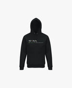 Vue de face du hoodie noir Salut Fred avec motif « No pic No Chat(te) », où « pic » et « Chat(te) » sont représentés par des emojis, de la collection NPNC et Pride
