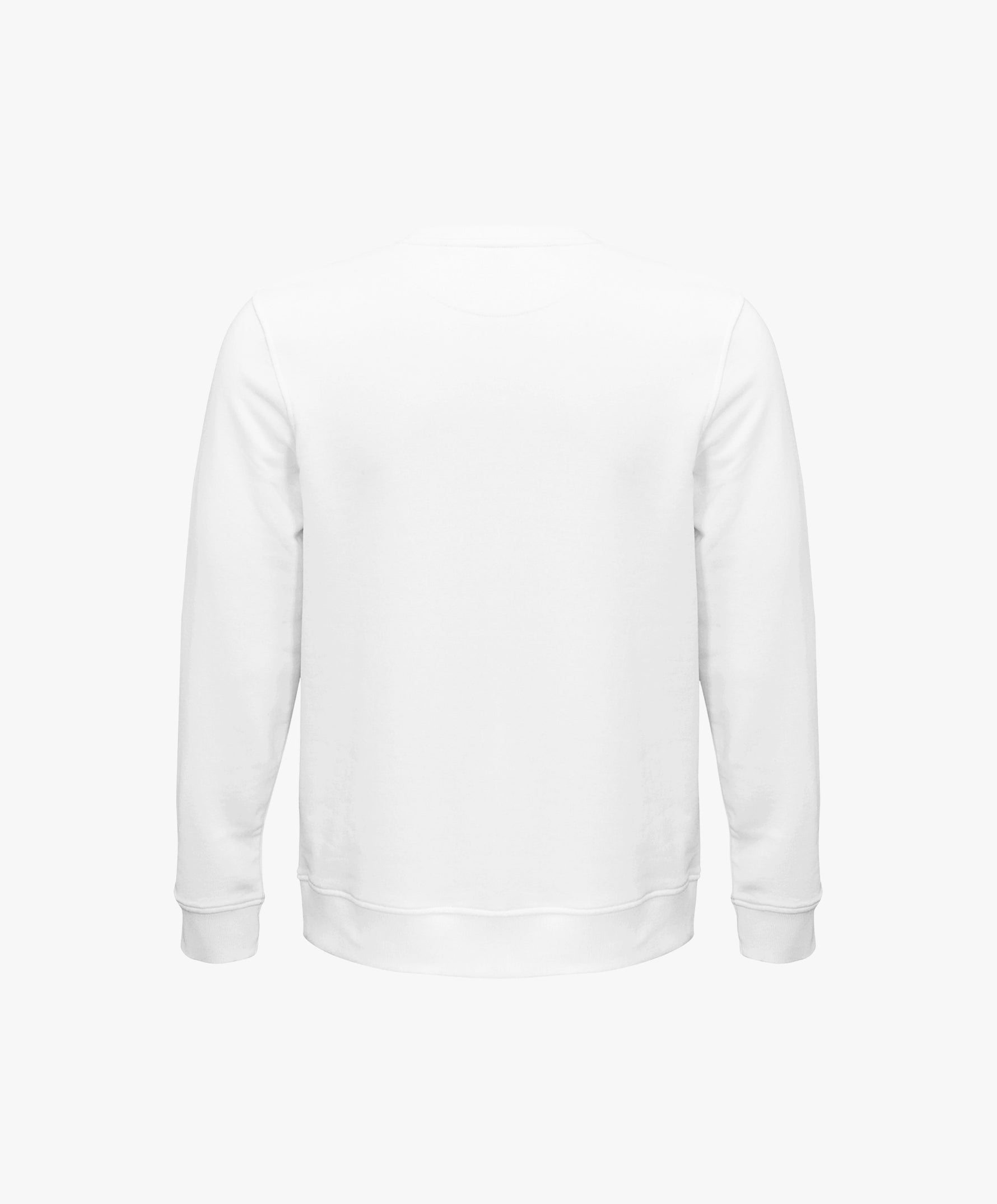 Vue de dos du sweatshirt blanc Salut Fred de la collection « This is not woke. You are just a dick. »