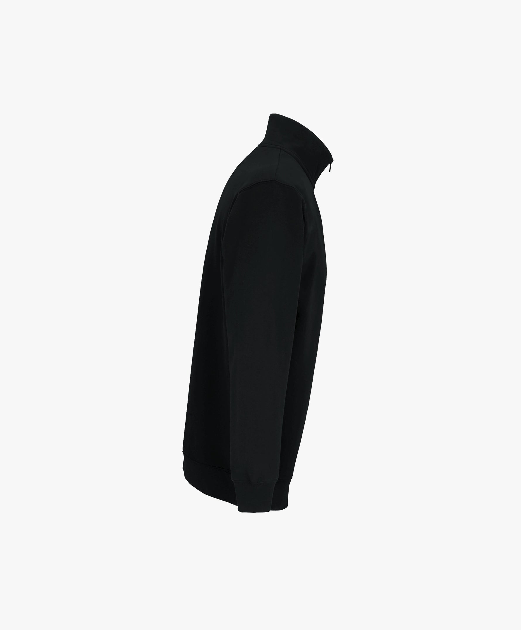 Vue côté droit du sweatshirt à col zippé 1/4 noir SF Monogramme Salut Fred