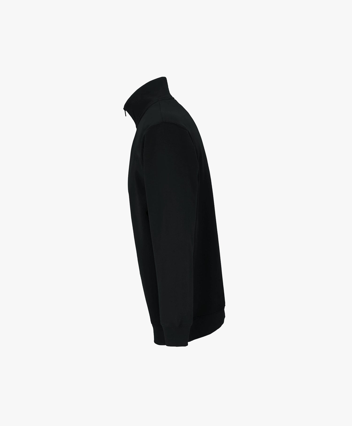 Vue côté gauche du sweatshirt à col zippé 1/4 noir SF Monogramme Salut Fred