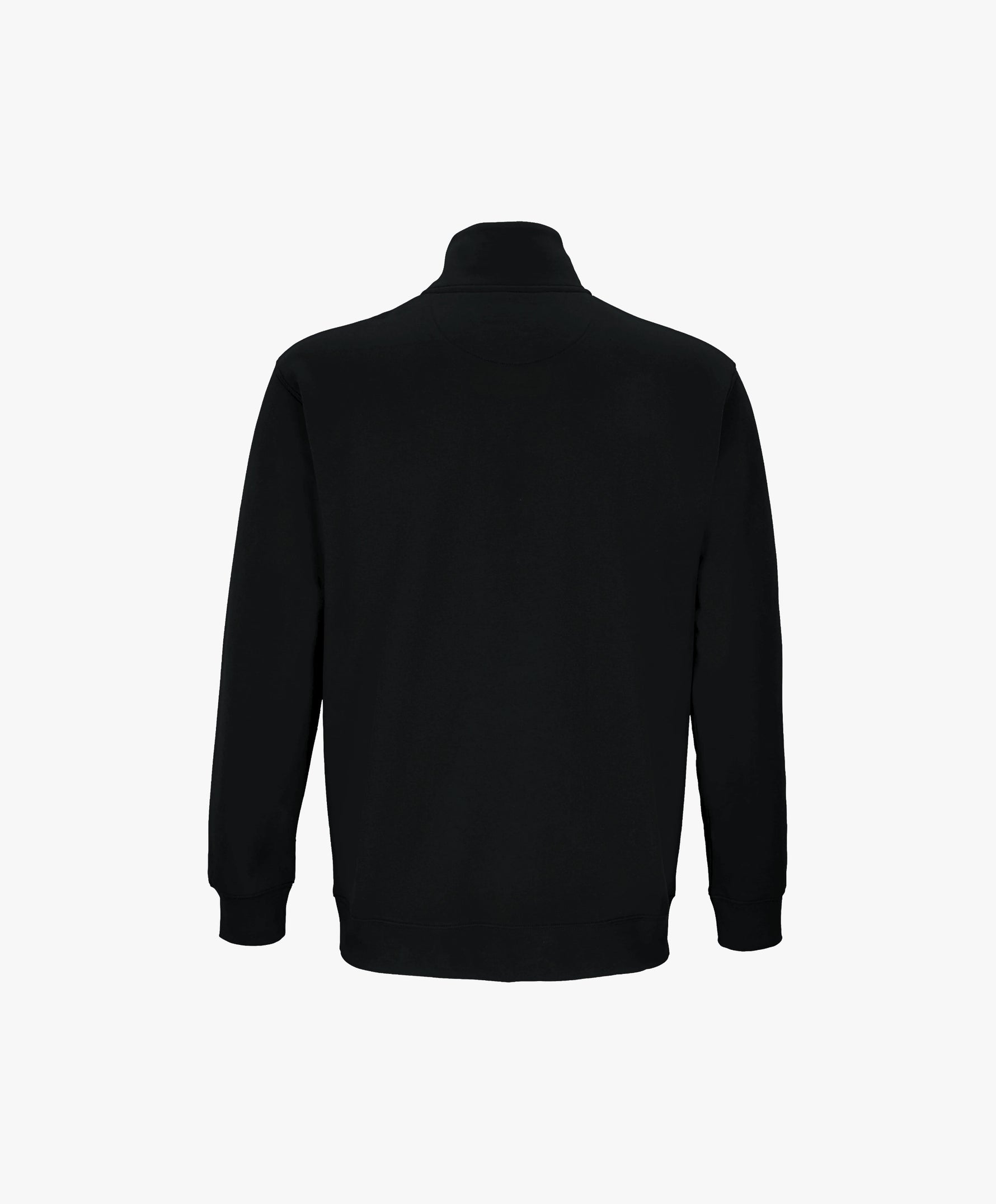 Vue de dos du sweatshirt à col zippé 1/4 noir SF Monogramme Salut Fred