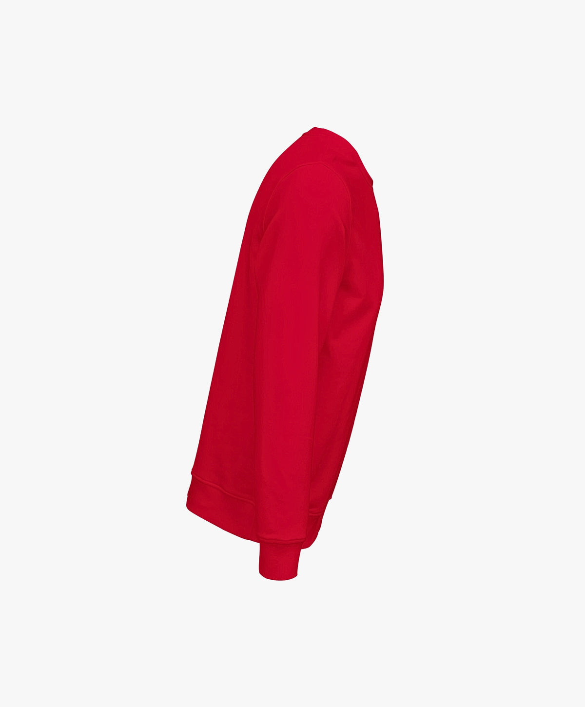 Vue côté droit du sweatshirt rouge Salut Fred de la collection « This is not woke. You are just a dick. »