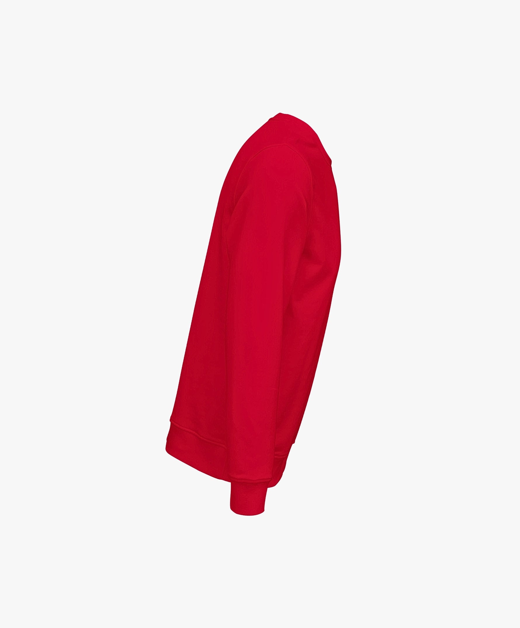 Vue côté droit du sweatshirt rouge Salut Fred de la collection « This is not woke. You are just a dick. »