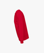 Vue côté gauche du sweatshirt rouge Salut Fred de la collection « This is not woke. You are just a dick. »