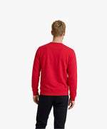 Vue de dos d’un homme portant un sweatshirt rouge Salut Fred de la collection « This is not woke. You are just a dick. »