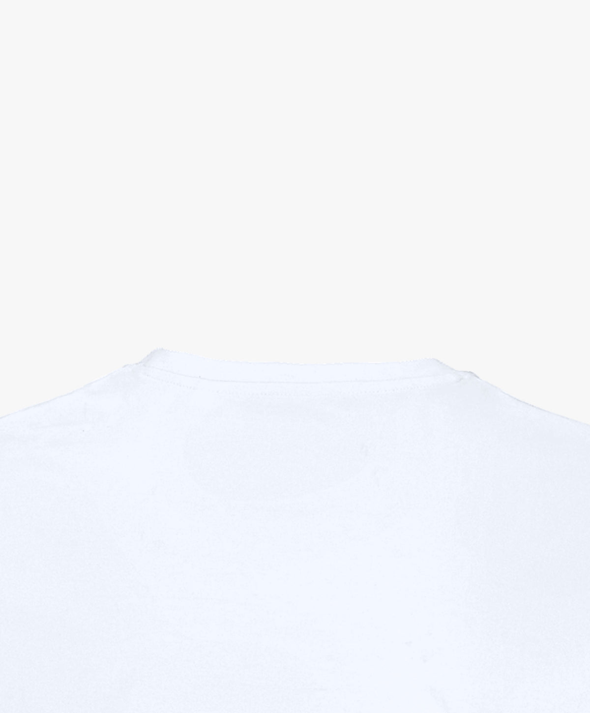 Vue extérieure du col du t-shirt classique blanc Salut Fred