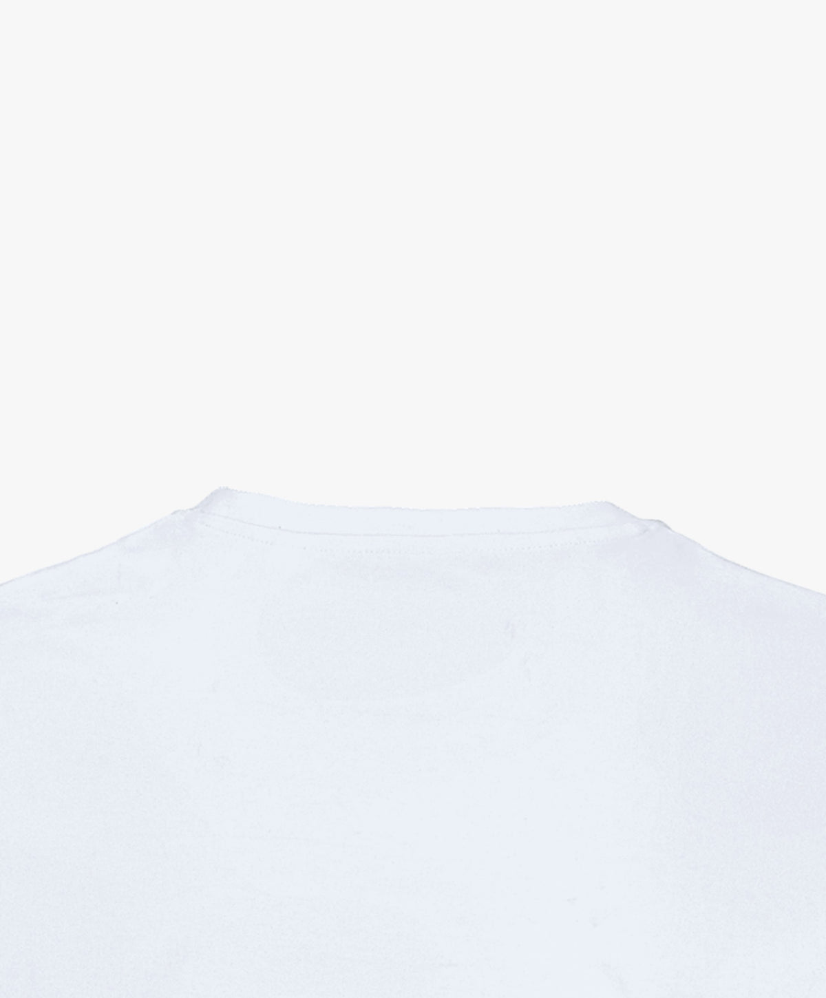 Vue extérieure du col du t-shirt classique blanc Salut Fred
