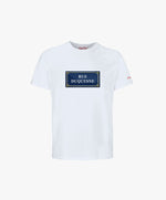 Vue de face du t-shirt classique blanc Salut Fred avec motif Rue Duquesne de la collection Rues de France