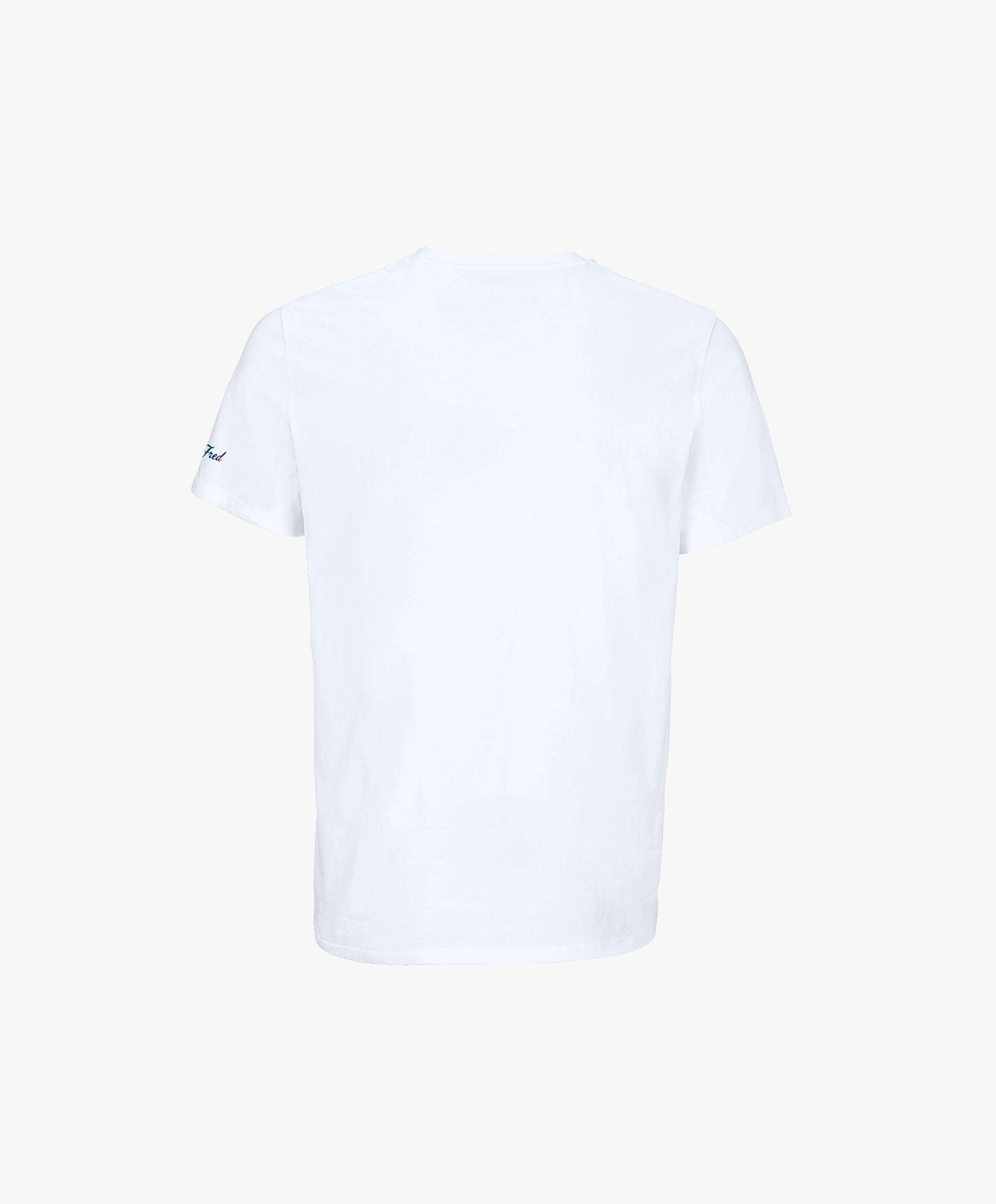 Vue de dos du t-shirt classique blanc Salut Fred de la collection Pride « This is not woke. You are just a dick. »