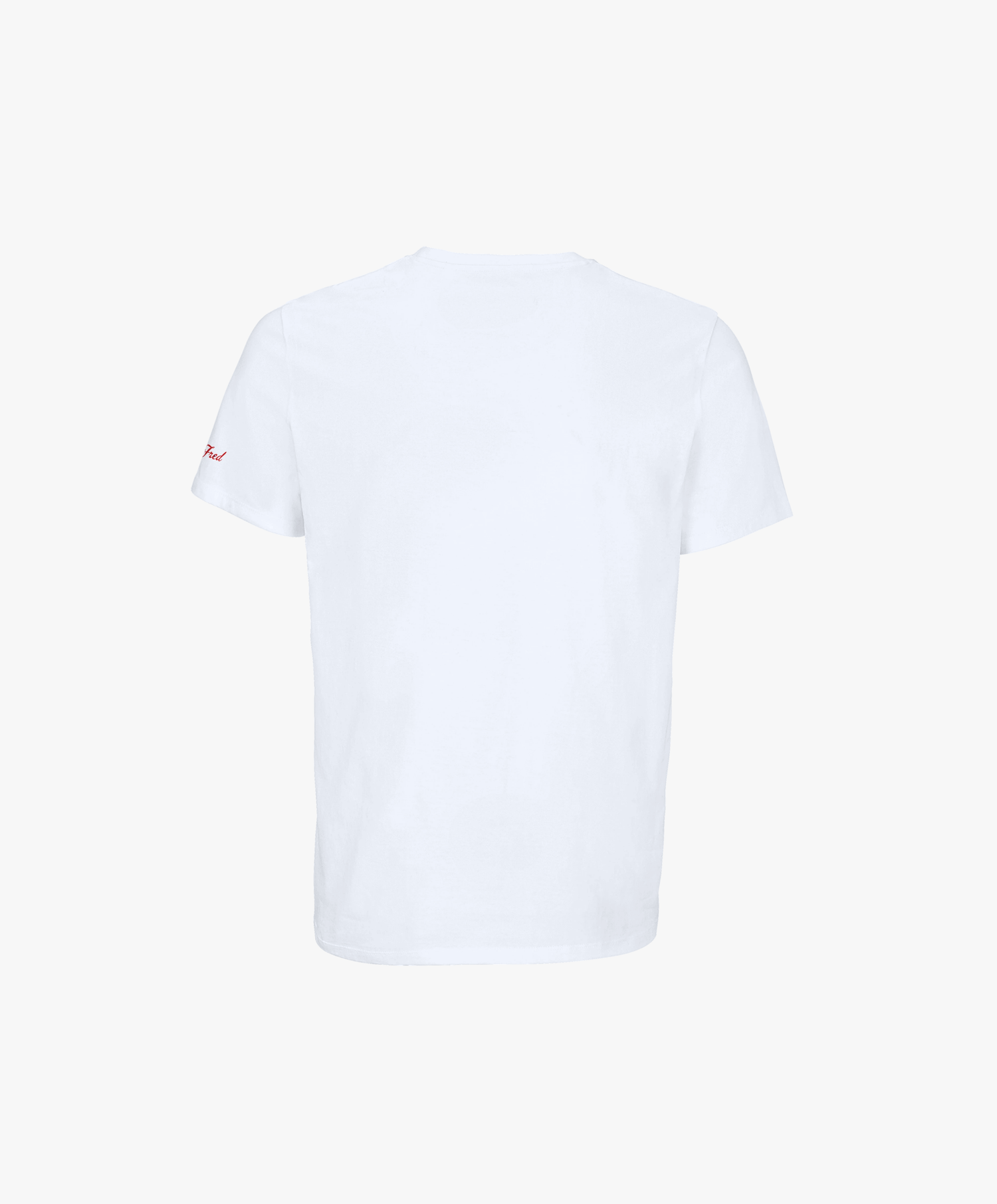 Vue de dos du t-shirt classique blanc « Tu baises dans mon estime. » Salut Fred
