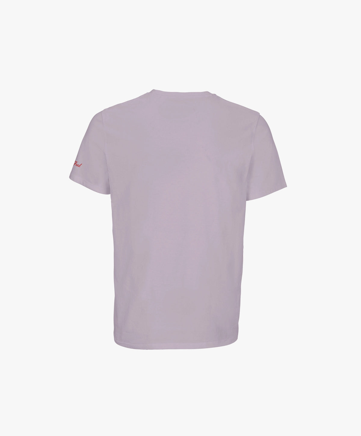 Vue de dos du t-shirt classique lilas « Zizi l’Impératrice » uni au dos avec logo Salut Fred sur la manche gauche.
