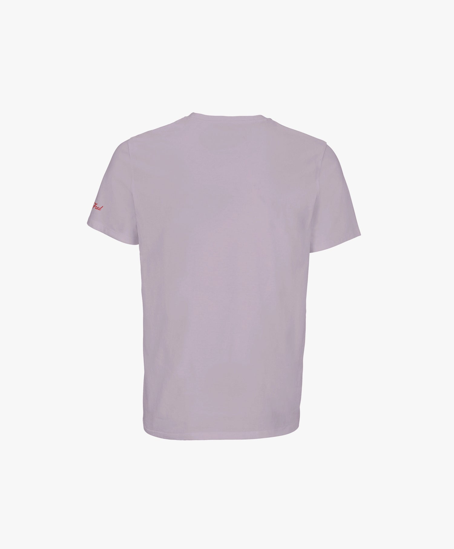 Vue de dos du t-shirt classique lilas « Zizi l’Impératrice » uni au dos avec logo Salut Fred sur la manche gauche.