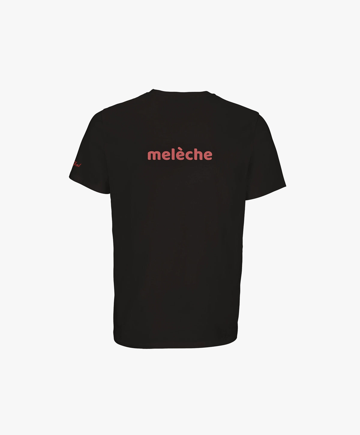 Vue de dos du t-shirt classique noir Salut Fred avec melèche imprimé au centre du dos