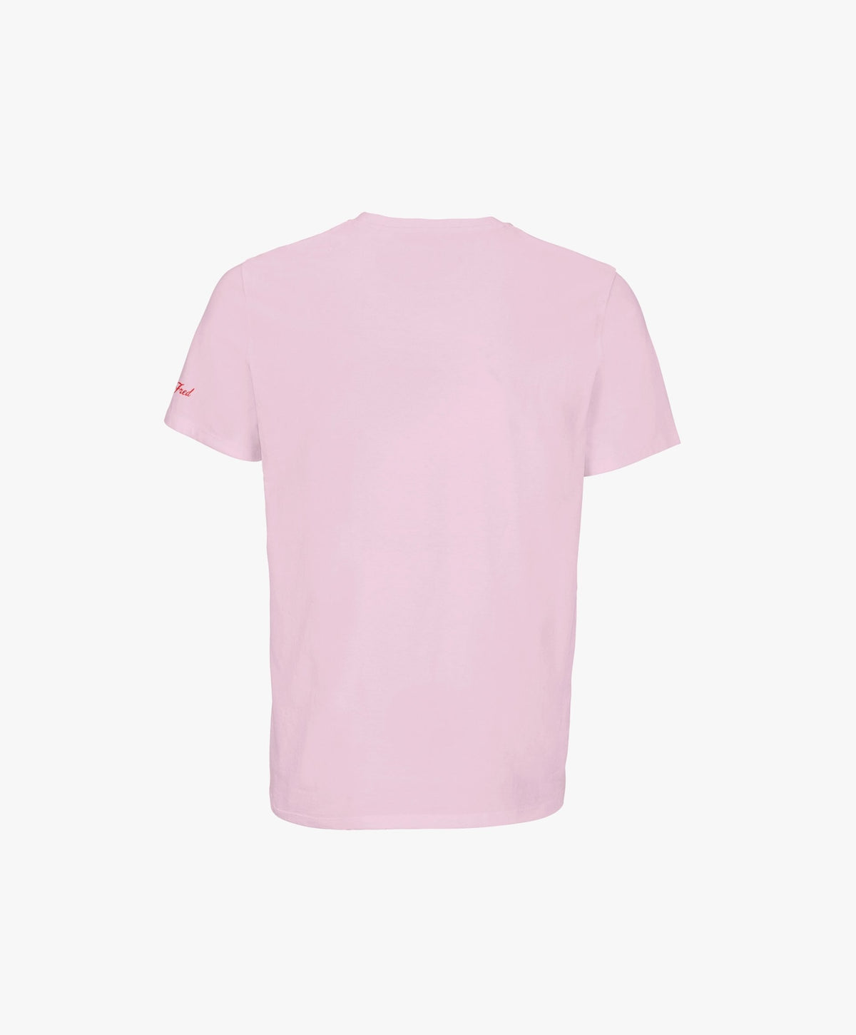 Vue de dos du t-shirt classique rose poudré « Tu baises dans mon estime. » Salut Fred