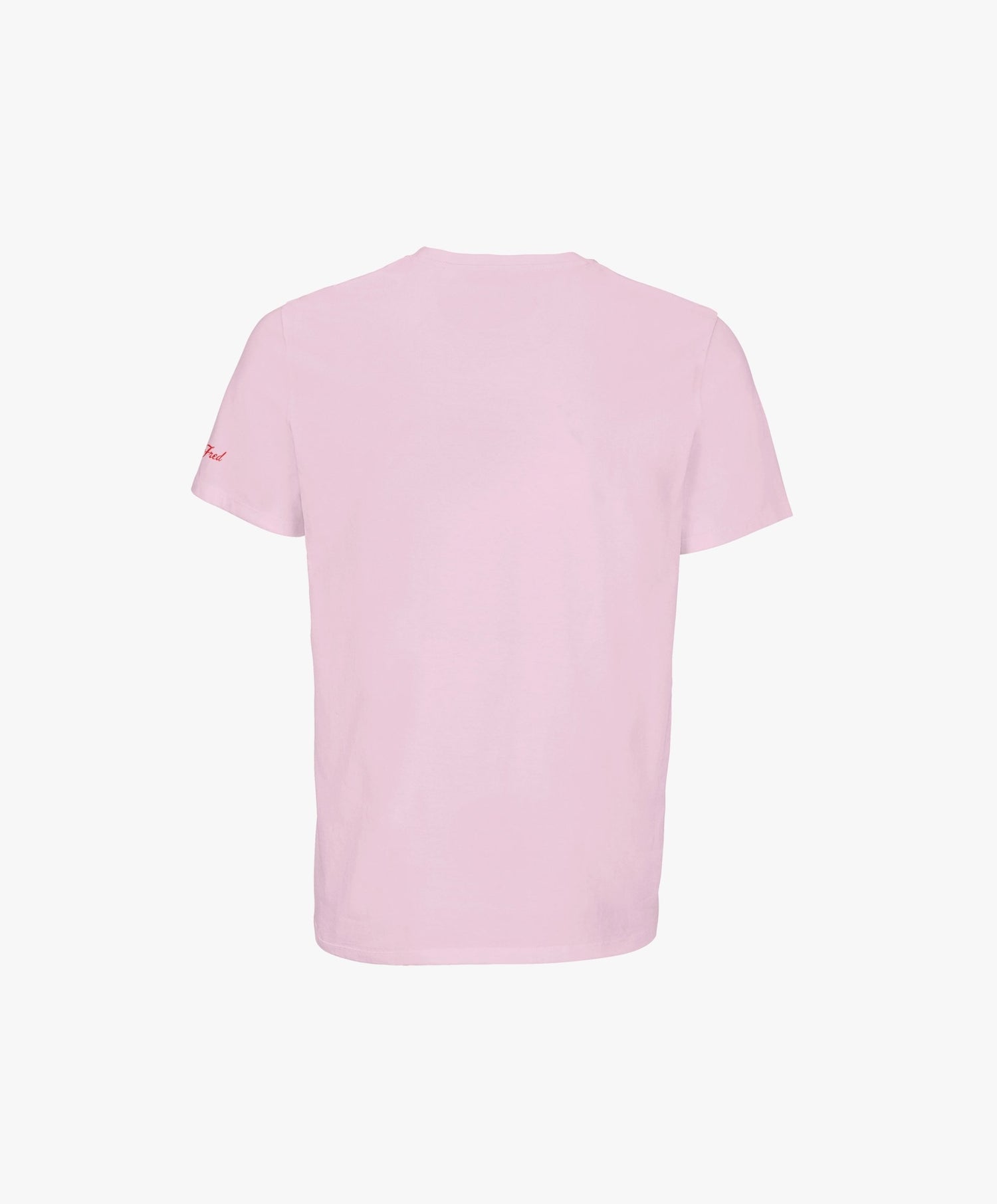 Vue de dos du t-shirt classique rose poudré « Tu baises dans mon estime. » Salut Fred