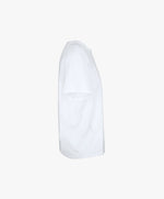 Vue côté droit du t-shirt oversize blanc « Melon Melèche ».