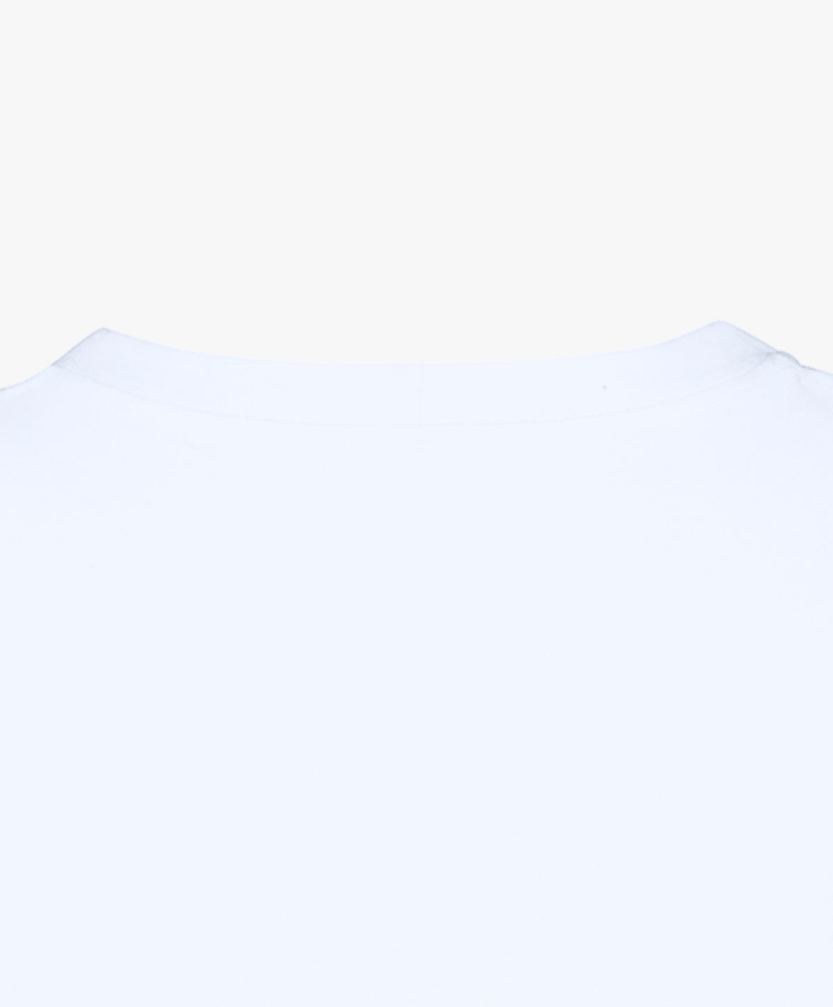 Vue col extérieur du t-shirt oversize blanc « Melon Melèche ».