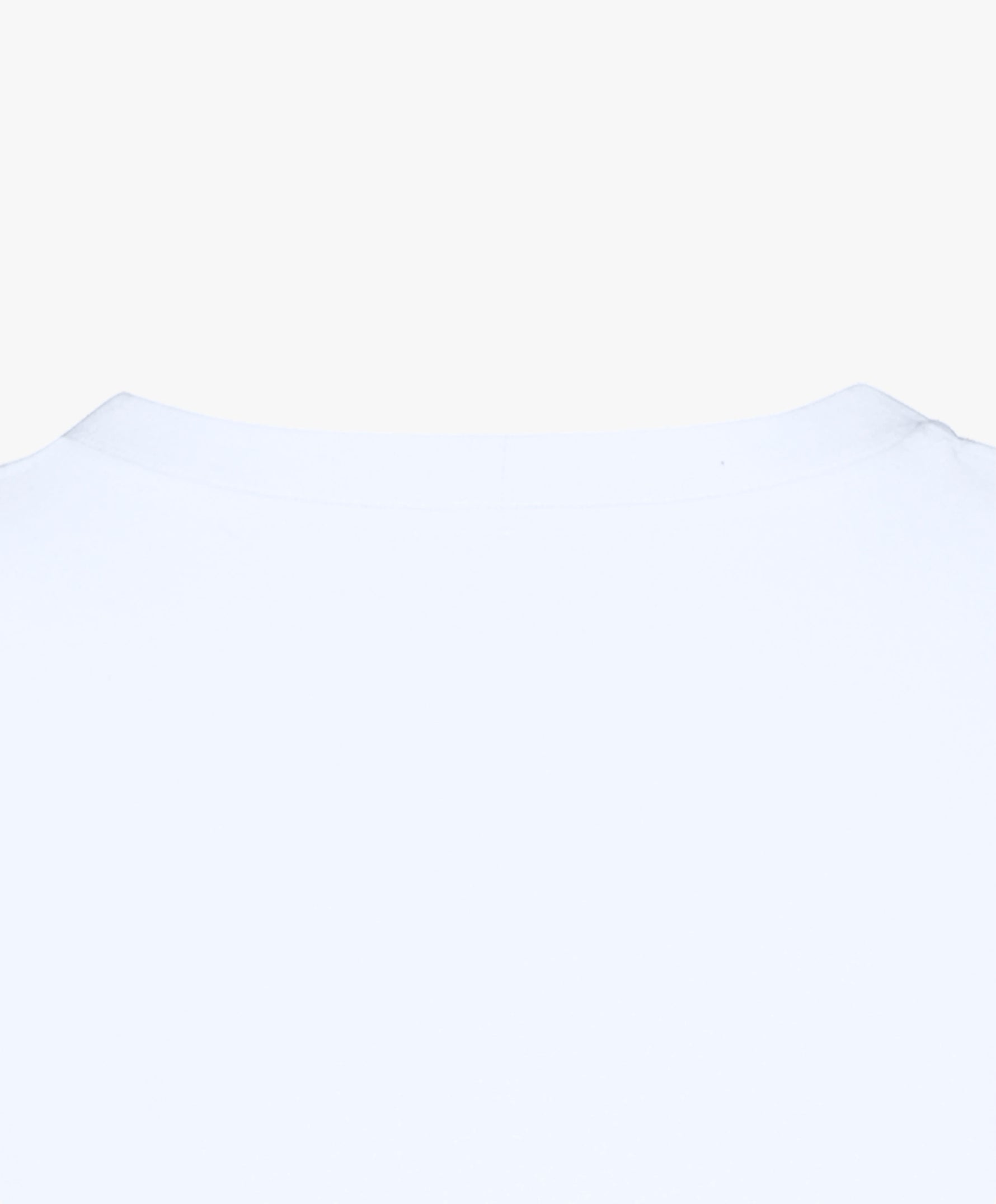 Vue col extérieur du t-shirt oversize blanc « Melon Melèche ».