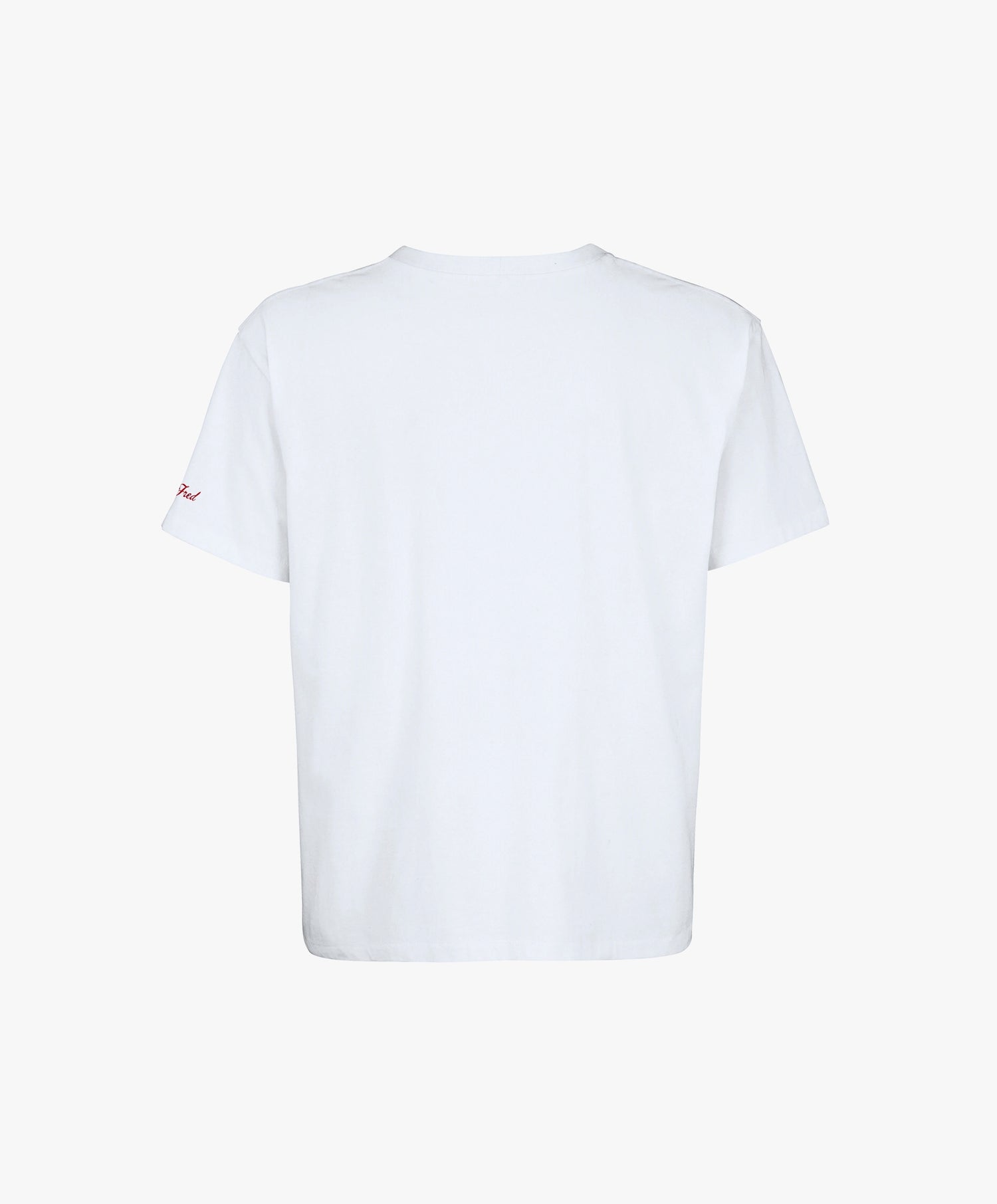 Vue de dos du t-shirt oversize blanc Salut Fred avec motif Quai Branly de la collection Rues de France