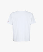 Vue de dos du t-shirt oversize blanc Salut Fred avec motif Rue de la Paix de la collection Rues de France