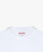 Vue intérieure du col du t-shirt oversize blanc Salut Fred de la collection Rues de France