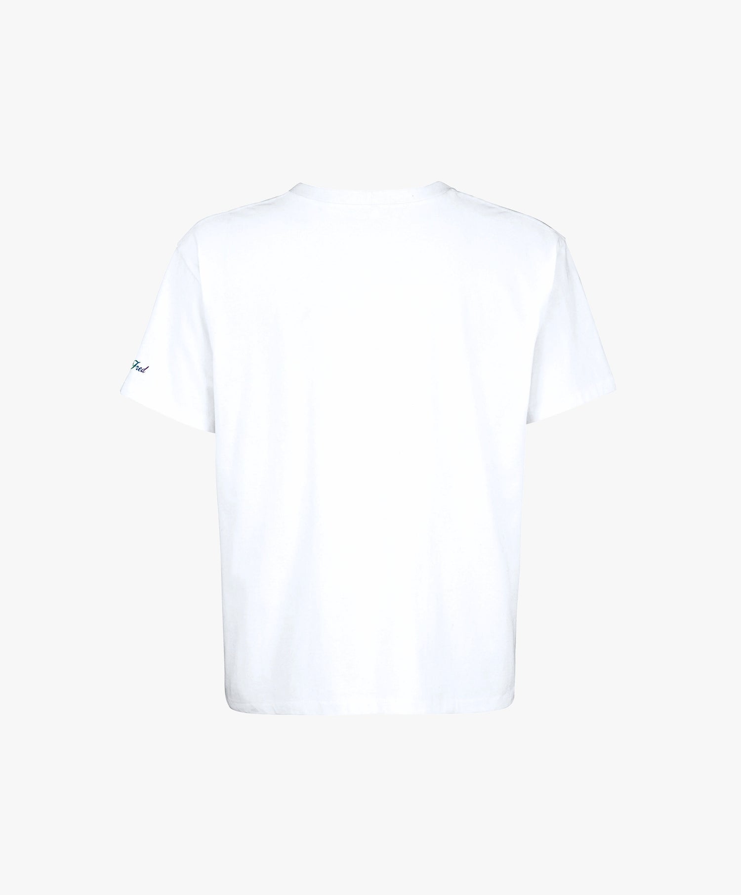 Vue de dos du t-shirt oversize blanc Salut Fred de la collection « This is not woke. You are just a dick. »