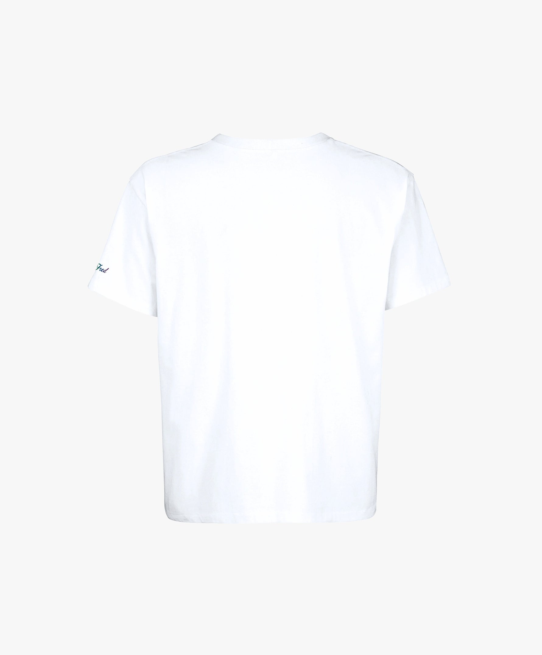 Vue de dos du t-shirt oversize blanc Salut Fred de la collection « This is not woke. You are just a dick. »