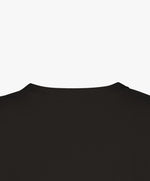 Vue col extérieur du t-shirt oversize noir « Melon Melèche ».