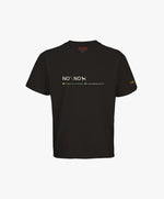Vue de face du t-shirt oversize noir Salut Fred avec motif « No pic No Chat(te) », où « pic » et « Chat(te) » sont représentés par des emojis, de la collection NPNC et Pride